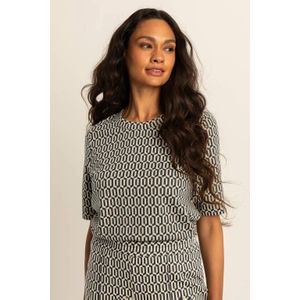 Expresso - Top - Donkerblauw - Korte Mouwen - Ronde Hals