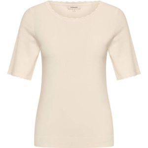 Expresso - Top - Ecru - Aansluitend - V-hals - Rechte Mouwen