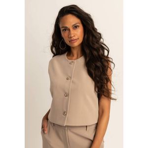 Expresso - Gilet - Beige - Damesmodel - Mouwloos - Knoopsluiting