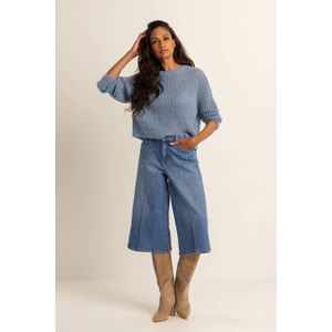 Expresso - Denim Wide Leg High Waist Short - Medium Blue Denim
