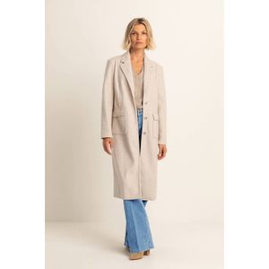 Expresso - Manteljas - Beige - Gebreid - Met Reverskraag en Knoopsluiting