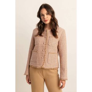 Expresso - Tweed Jasje - Geel - Met Knoopsluiting - Lange Mouwen