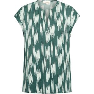 Expresso - Top - Donkergroen - Korte Mouwen - V-hals