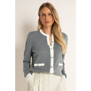 Claudia Sträter - Cardigan - Grijs - Gebreid - 100% Wol
