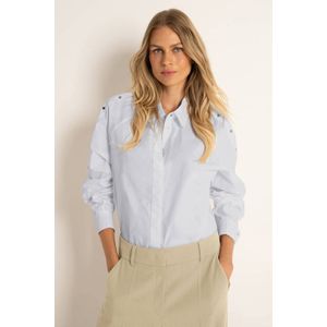 Claudia Sträter - Blouse - Wit - 100% Katoen - Rechte Mouwen - Klassieke Kraag