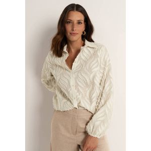 Claudia Sträter - Blouse - Ecru - 100% Polyester - Rechte Mouwen - Klassieke Kraag