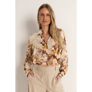 Claudia Sträter - Blouse - Beige - 100% Viscose - Knoopsluiting