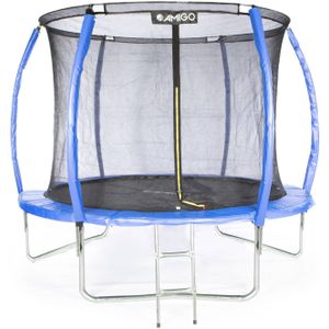 AMIGO Trampoline Basic - Met Veiligheidsnet, Ladder en Veilige Rand - Rond 305 cm - Blauw