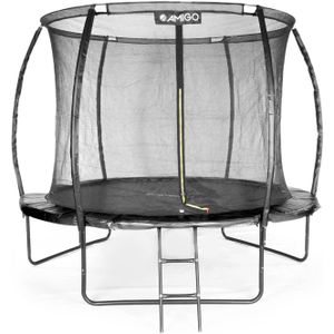 AMIGO Trampoline Basic - Met Veiligheidsnet, Ladder en Veilige Rand - Rond 305 cm - Zwart