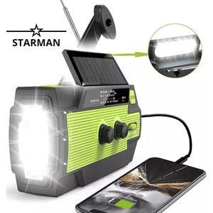 Noodradio - Groen - Opwindbare Radio - 4000MAH - Dynamo Solar - Survival Radio