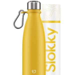 Slokky - Matte Yellow Thermosfles & Karabijnhaak - 500ml