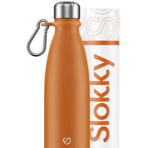Slokky - Matte Orange Thermosfles & Karabijnhaak - 500ml