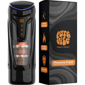 PureVibe® Pleasure Pulse Masturbator voor man - 9 vibratie standen - 9 aftrek standen - verwarmingsoptie - Sex Toys voor Mannen - Masturbators - Blowjob Masturbator - Pocket Pussy