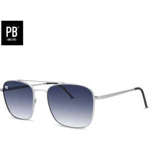 PB Sunglasses - Legend Silver Gradient Blue. - Zonnebril heren en dames - Gepolariseerd - Zilver metalen frame - Stijlvolle neusbrug