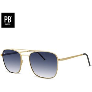 PB Sunglasses - Legend Gold Gradient Blue. - Zonnebril heren en dames - Gepolariseerd - Gouden metalen frame - Stijlvolle neusbrug