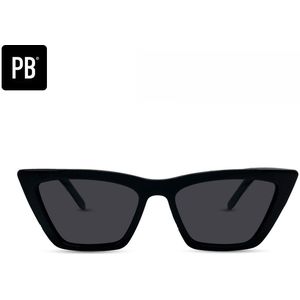 PB Sunglasses - Vienna Acetate Black. - Zonnebril dames en heren - Gepolariseerd - Cat Eye zonnebril - Zwart acetaat frame