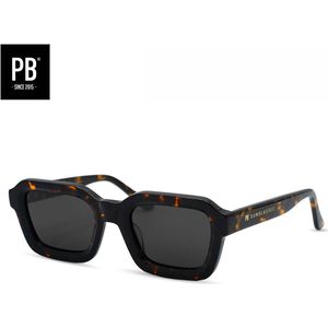 PB Sunglasses - Dijon Demi Black. - Zonnebril heren en dames - Gepolariseerd - Zwart acetaat frame - Rechthoekige zonnebril stijl