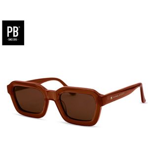 PB Sunglasses - Dijon Trans Brown. - Zonnebril heren en dames - Gepolariseerd - Acetaat frame - Rechthoekige zonnebril stijl