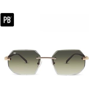 PB Sunglasses - Sierra Gradient Green. - Zonnebril heren en dames - Premium Diamond Cut bril - - Randloze stijl - Stainless steel