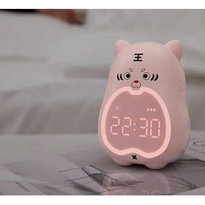 Digitale silicone slaaptrainer Wake-Up Touch Sensing Light- USB oplaadbaar nachtlampje - Roze Tijger