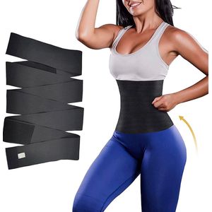 De Millennials - buik taille wrap - 4 Meter - Afslankband 2.0 - Waist Trainer Corset - Bandage wrap-band - Zweetband - Waisttrainer - Saunaband - Afvallen - Dames - Vet verbranden - Sauna effect - Corrigerend buik - One Size - Verstelbaar