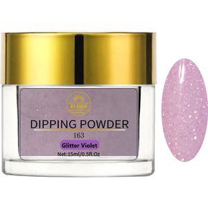 AT-Shop - Dipping Powder - 163 Glitter Violet - Te Gebruiken met elk merk Dip Powder - Dip poeder - Dip nagel - Nailart - Nail- Pink Gellac starter set