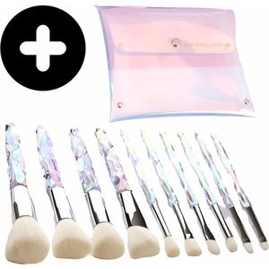 Diamanten Make Up Kwasten Set - Make Up Brush - Oogschaduw - Foundation Kwast - Poeder Kwast - Brush - Make up - Cosmetica - Kwasten Set – Make Up Tasje - Valentijn Cadeautje Voor Haar