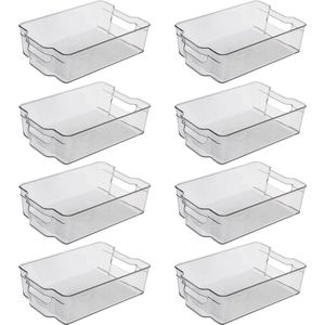 Opbergbakjes (Set van 8) - Koelkast organizer - Doorzichtig keuken bakjes - Keukenkastorganizers - Opbergbak / Bewaardoos / Opbergdoos / Lade / Schuiflade - Blikjes en pakjes houder - Fridge organizer - Transparant badkamer opslag bakje