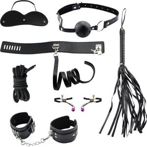 INN Love BDSM Set - Bondagesets - Handboeien - Tepelspeeltjes - Gags - Zwart