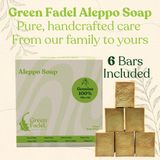 Green Fadel - Aleppo Zeep - 100% Olijfolie - Set van 6 x 200g - Handgemaakt - Natuurlijke Zeep