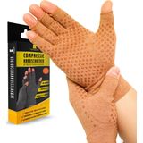 Compressie Handschoenen voor Reuma, Artrose, CTS, Peesontsteking en Artritis, Bruin (L)