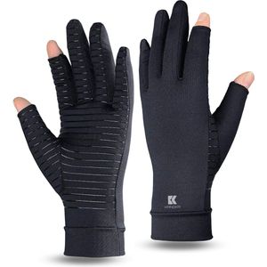 KANGKA Compressie Handschoenen met Half Vingertoppen en Antislip Maat M - Zwart