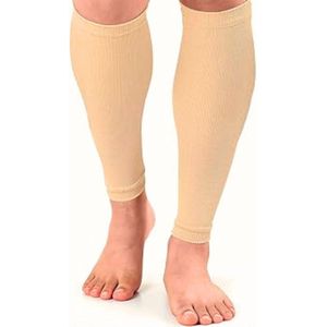 KANGKA Compressie Kuitbrace maat S - Scheenbeen Brace - Calf Compression Sleeve - Elastisch Scheenbeen bandage - Beige