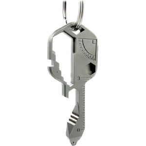 24 in 1 Multi Tool Key, RVS Key Shaped Pocket Tool, Outdoor Multitool voor flesopener, schroevendraaier, liniaal, moersleutel, strippen, bitdriver, geschikt voor geschenken, mannen en jongens (zilver)