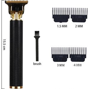 Compacte Roestvrijstalen - Tondeuse met USB-Lader en 4 Opzetkammen - Krachtig en Draagbaar