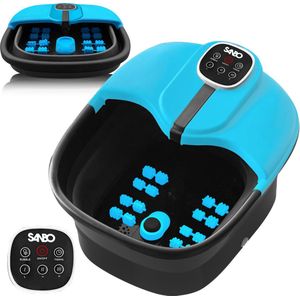 Sanbo Voetenbad - Elektrisch Voetbad Met Bubbelfunctie - Verwarmt tot 49°C - Opvouwbaar - Voetmassage Apparaat - Zwart / Blauw
