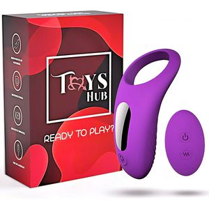 Toys Hub® Cockring Vibrerend met Afstandsbediending & Opbergzakje - Incl. E-BOOK - Met Clitoris Stimulator - 9 Vibraties - Siliconen - Sex Toys voor Koppels - Couples - Penisring - Man