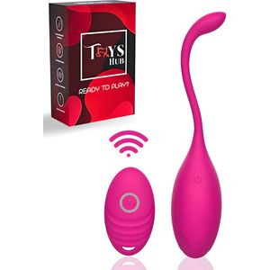 Toys Hub® Vibrerend Ei met Afstandsbediening - Incl. EBOOK - Met Opbergzakje - 10 Vibraties – Waterproof - Vibrator - Vibrators voor Vrouwen & Koppels - Sex Toys voor Vrouwen - Couples