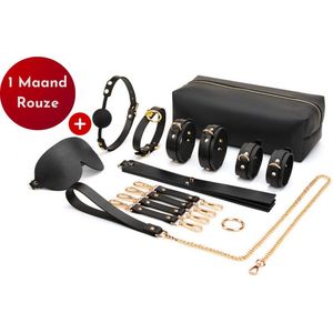 Toys Hub® Premium BDSM Set voor Koppels – Gratis 1 Maand Rouze & Ebook - Hoogwaardig Leer - Bondage – Voor Beginners & Ervaren - Oogmasker – Zweep - BDSM Extreme – Sex Toys Couples - Premium Opbergzak