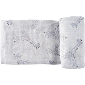 Happy Bear Hydrofiele Doek/Tetradoek/Swaddle/Inbakerdoek In Katoen 120x120 - Blue Giraffe