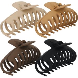 Haarklemmen - Haarclips - 4 Stuks - Haarklem - Haarklemmen Dames - Bananenklem - Haarspeld - Haarklauw - Haarklem Groot - Haarclip Groot - Haarspelden Dames - Voor Vrouwen - Cadeautjes - Blond - Karamel -  Bruin - Zwart