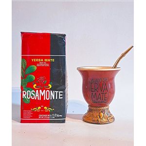 Yerba Mate Starterspakket | Houten mate Argentina | Bombilla | Rosamonte 500g