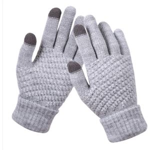 Luxe Gebreide Winter Handschoenen | Touch Tip Gloves | Touchscreen | Voor fiets, motor, scooter, sporten en wandelen | One-Size | Winterhandschoenen | Wol | Unisex | Dames | Grijs | Valentijn cadeautje voor hem en haar