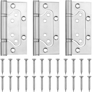 Gemakkelijk te plaatsen deurscharnieren - Plaatsen zonder frezen of beitelwerk - Set van 3 - Louvrescharnieren - Zware uitvoering - Inclusief schroeven - 100 X 40 MM - RVS