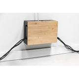 Kos Design - Zwarte kabelbox - Opberg stekkerdoos - Bamboe design - Kabeldoos bureau - Snoeren opbergen - Cablebox organizer