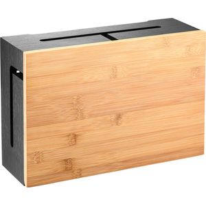 Kos Design - Zwarte kabelbox - Opberg stekkerdoos - Bamboe design - Kabeldoos bureau - Snoeren opbergen - Cablebox organizer