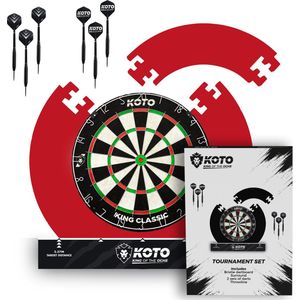 KOTO Tournament Set Zwart, DartSet, Officiële Standaard, Sisal Dartbord & Dartpijlen & Surround