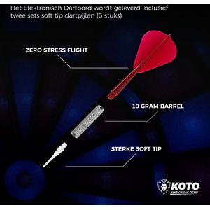 KOTO Soft Pro, Elektronisch Dartbord, Dartbord met Softtip Darts, E-Darts Multiplayer, 32 spellen en meer dan 590 variaties, Professioneel Elektronisch Dartspel, DartSet.