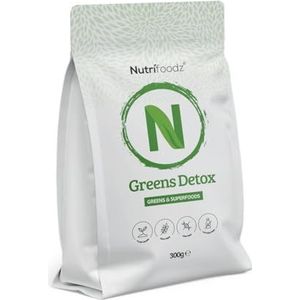 Nutrifoodz Greens Detox® - Superfood poeder- Verhoog je energie – Blijf op gewicht – Gember – Kurkuma – Spirulina - Vegan - 60 porties