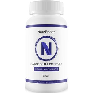 NutrifoodzÂ® Magnesium Complex â€“ Supplement goed voor de spieren â€“ Met Calcium en B6 - Vegan - 72g - 60 tabletten